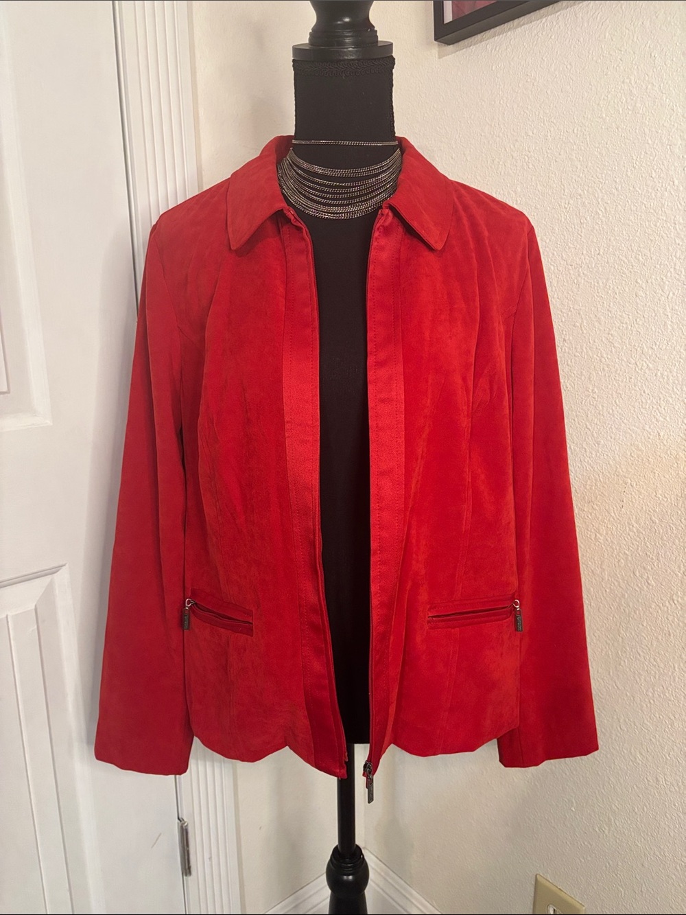 JM Collection Red  Zip-Front Jacket